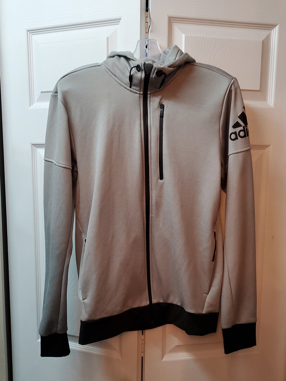 adidas Light Gray Hoodie with Black Accents